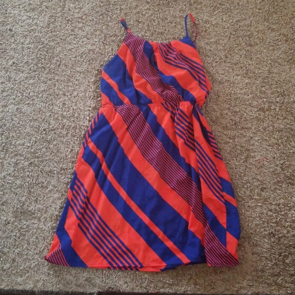 Blue and orange dress.